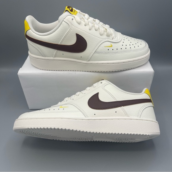 Chic and Comfortable: Nike Women's Court Vision Low - Sail/Yellow/Brown Size 7.5 - Picture 13 of 14